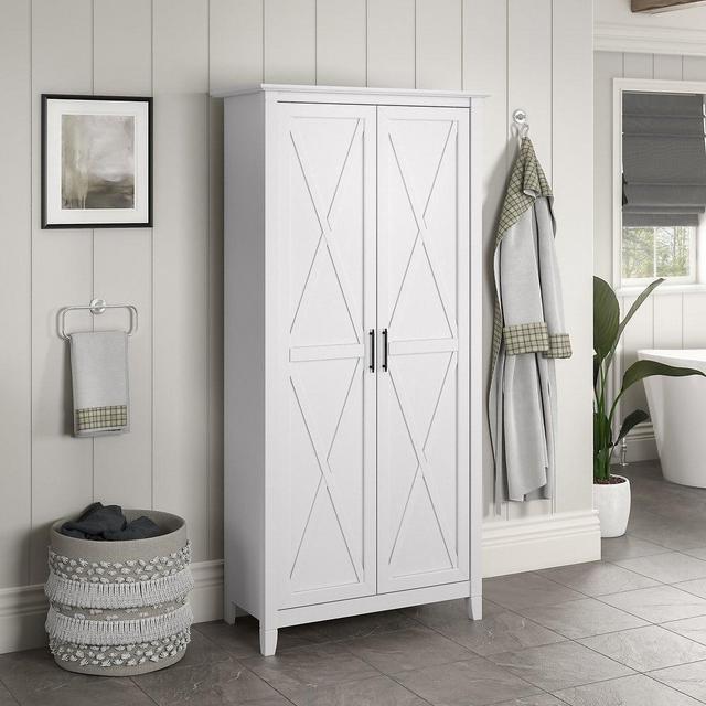Key West Bathroom Storage Cabinet with Doors by Bush Furniture - Pure White Oak