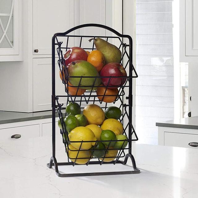 General Store 2-Tier Metal Fruit Storage Basket