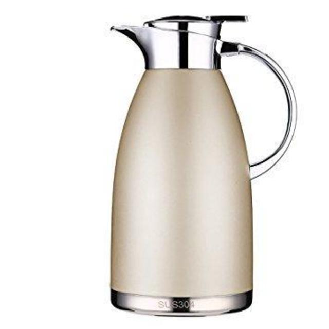 Thermal Carafes Stainless Steel Coffee Carafe 64 Ounce Thermos Large Travel Bottle Vacuum Insulated-Gold