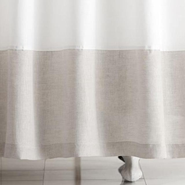 Linen Banded Shower Curtain