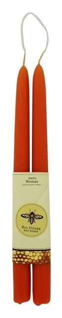 12-Hour Hand-dipped 100% Pure Beeswax Candle Tapers, 12-inch, Pumpkin