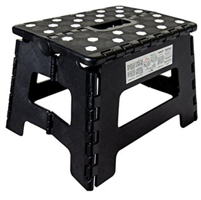 ORGALIF OR0013 Heavy Duty Folding Step Stool with Anti Slip Dots and Strong Support Ladder for Adults and Kids, Black
