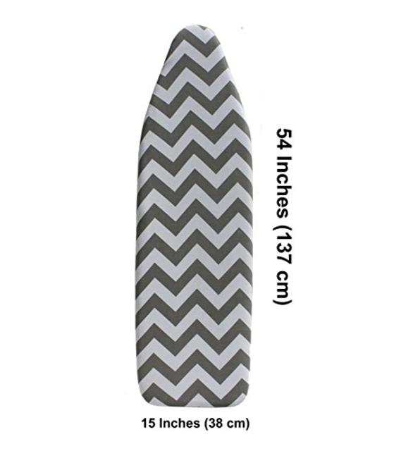 Ironing Board Cover Bundle 3 Items: 1 U.S. Standard Size, Extra Thick Felt Pad, Heat Resistant, and Scorch Resistant Cover Chevron Style, 4 Fasteners and 1 Large Protective Scorch Mesh Cloth