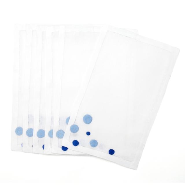 D. Porthault Confettis Blue Cocktail Napkins (Set of 6)