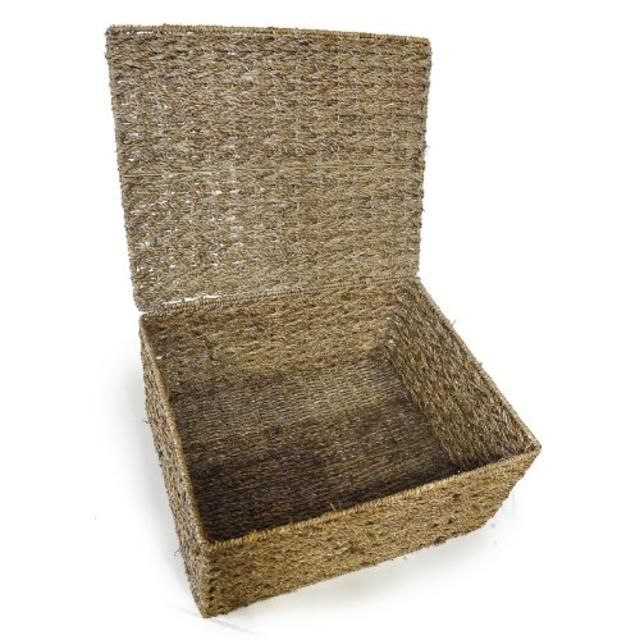 The Lucky Clover Trading Classic Braided Seagrass Basket with Lid