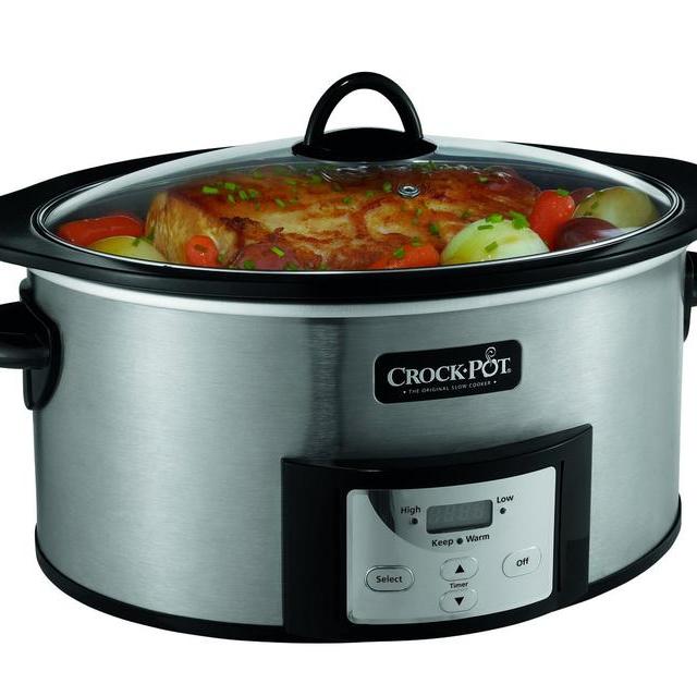 Crock-Pot , 6-Quart, Countdown Programmable Oval Slow Cooker with Stove-Top Browning, Stainless Finish SCCPVI600-S