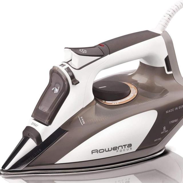 Rowenta 1700-Watt Micro Steam Iron Stainless Steel Soleplate with Auto-Off, 400-Hole, Brown, DW5080
