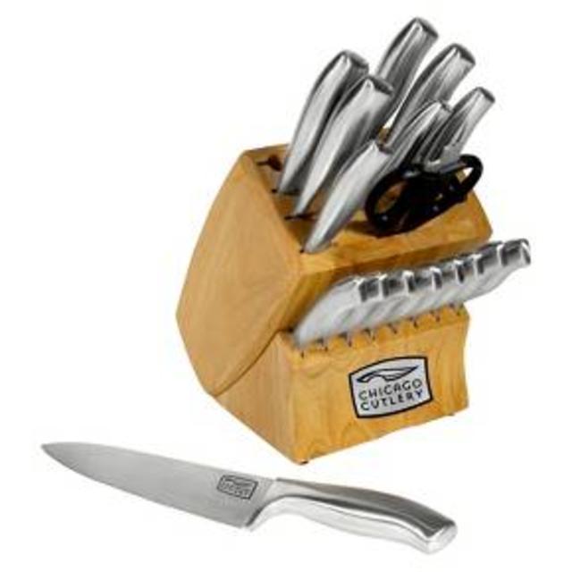 Product description page - Chicago Cutlery® 18 Piece Cutlery Block Set with Sharpener