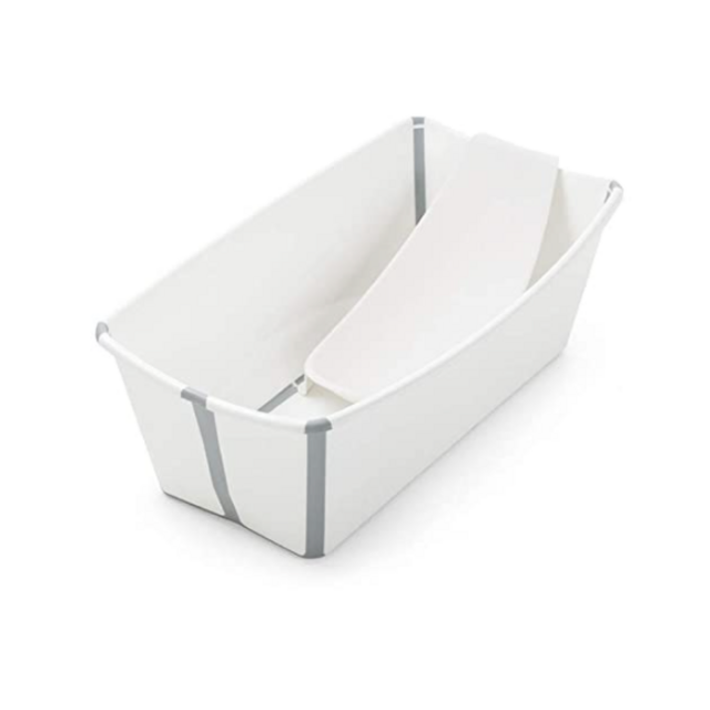 Stokke Flexi Bath Heat Sensitive Plug Baby Bath with Newborn Support, White