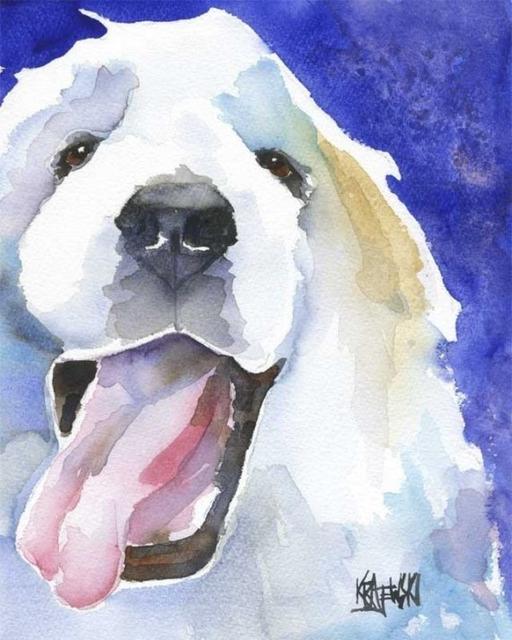 Great Pyrenees Art Print of Original Watercolor Painting - 8x10