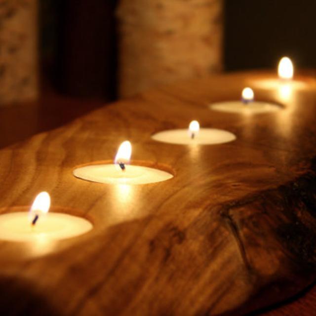 Rustic Wood Tea light Candle Holder-  5 tealight holder- Personalized Candle Holder-Unique Home Decor
