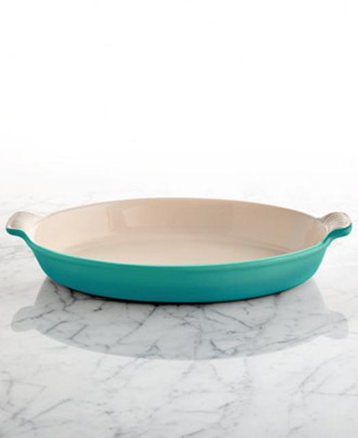 Le Creuset Heritage Stoneware 14" Au Gratin Dish in Turquoise!
