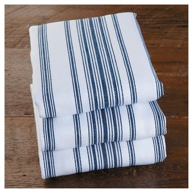 CHEFS Heavyweight Striped Kitchen Towels - Blue