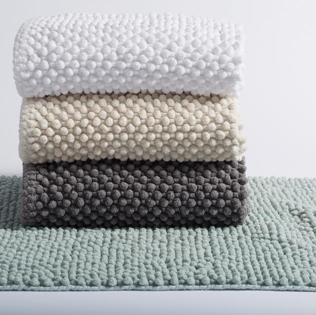 Pebbled Chenille Bath Rug, 2'x3', White