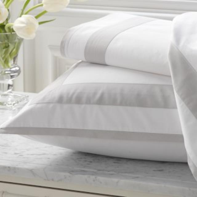 Percale Border Bedding, Sheets Set, Queen, Light Gray