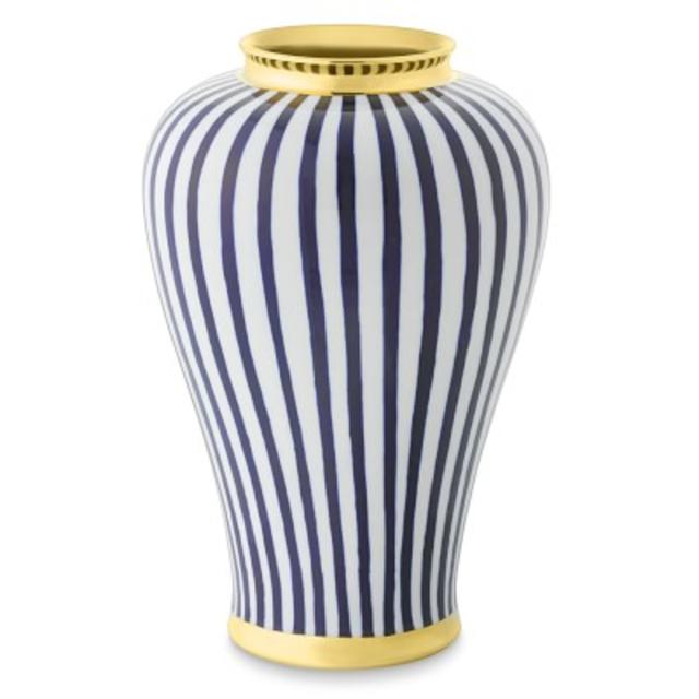 Nautical Vase With Gold Trim, Large