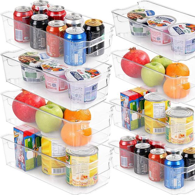 Set of 8 Pantry Organizers-Includes 8 Organizers (4 Large & 4 Small Drawers)-Organizers for Freezers, Kitchen Countertops and Cabinets-BPA Free Clear Plastic Pantry Storage Racks