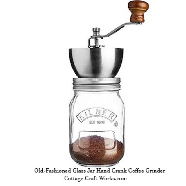 Old-Fashioned Glass Jar Hand Crank Coffee Grinder