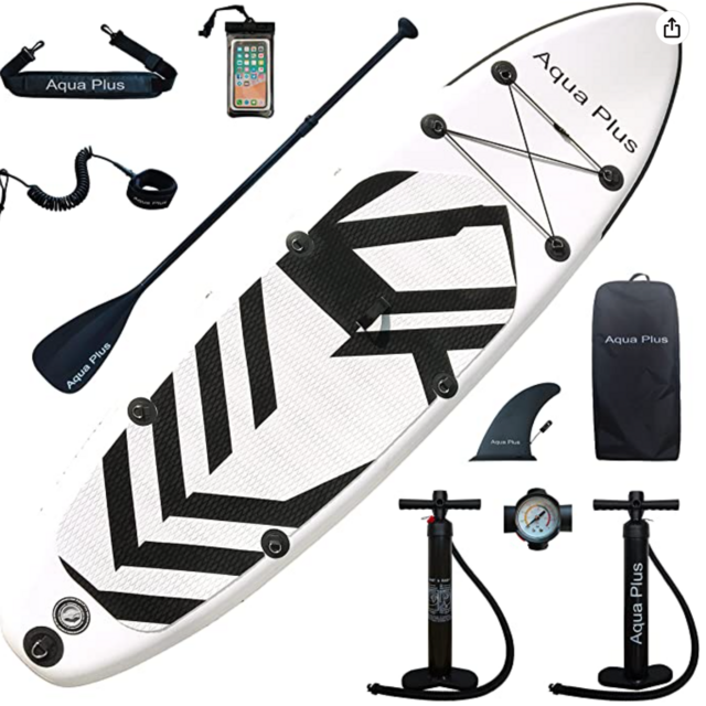 (For Joe) Aqua Plus 6inches Thick Inflatable Stand Up Paddle Board - Carbon White
