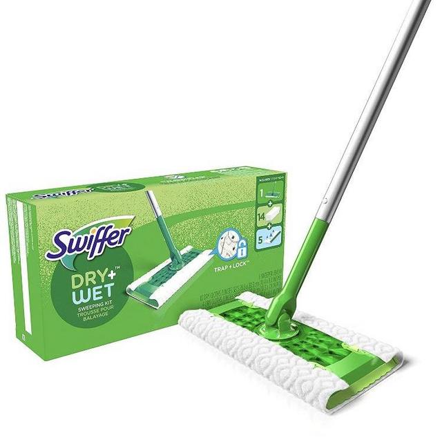 Swiffer Sweeper Dry + Wet All Purpose Floor Mopping and Cleaning Starter Kit with Heavy Duty Cloths, Includes: 1 Mop, 19 Refills