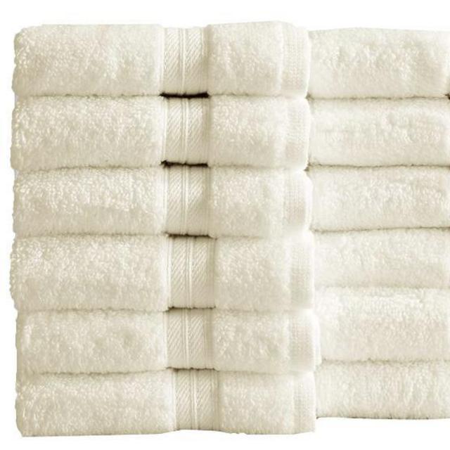 12-Pack Washcloth Set. 100% Cotton Absorbent Quick-Dry Plush Washcloth Towels. Wash Cloths for Bathrooms. Cooper Collection. (Washcloths, Ivory)