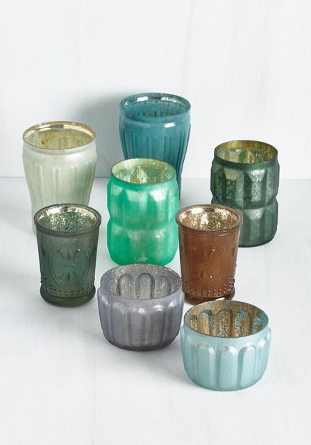 Peaceful and Quiet Votive Candle Holder Set in Seaglass