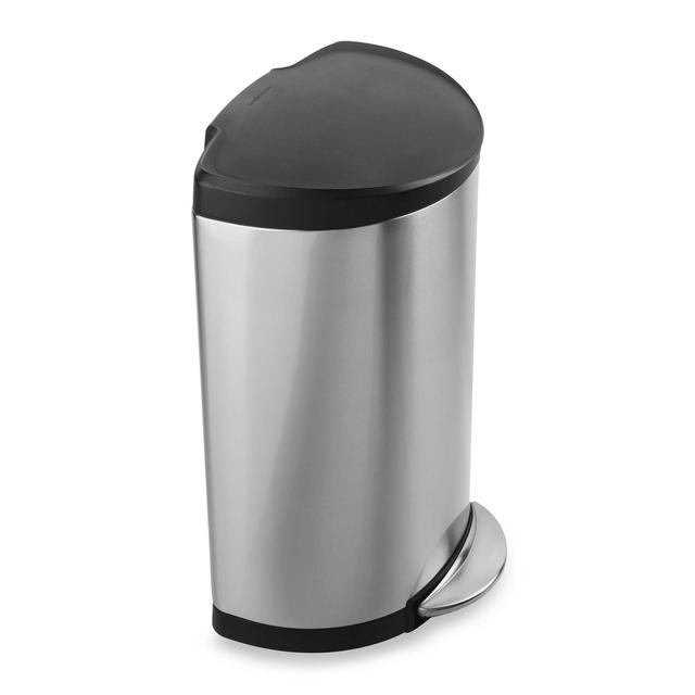 simplehuman® smartbucket™ Brushed Stainless Steel Semi-Round 40-Liter Step-On Trash Can