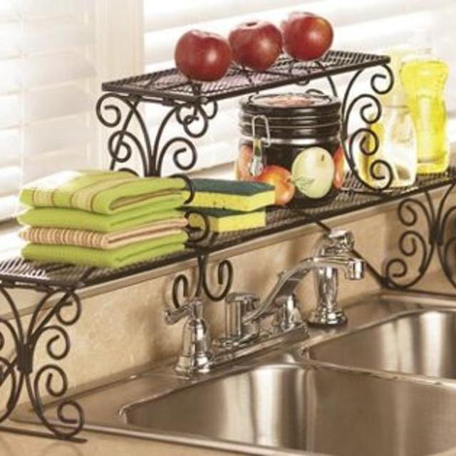 2-Tier Scrolled Over-the-Sink Shelf - Black