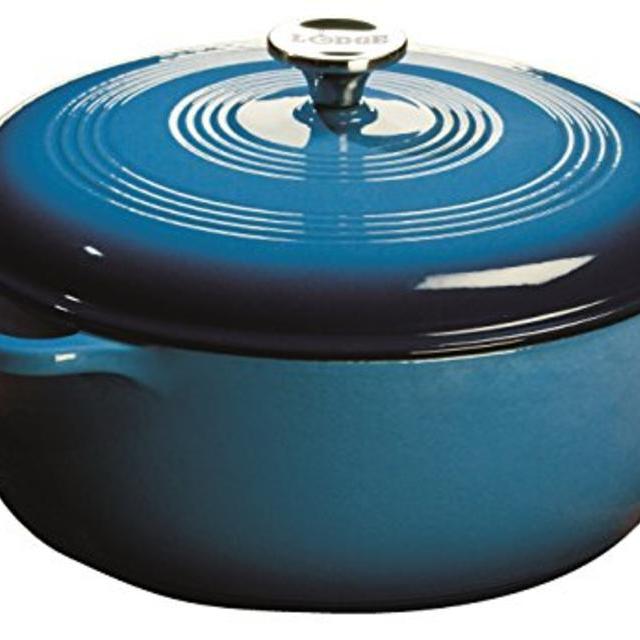 Lodge Color EC7D33 Enameled Cast Iron Dutch Oven, Caribbean Blue, 7.5-Quart