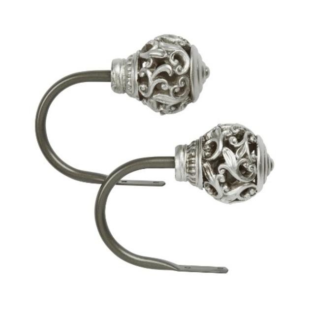 Nantucket Home Silver Cutwork Drapery Curtain Holdbacks, Set of 2