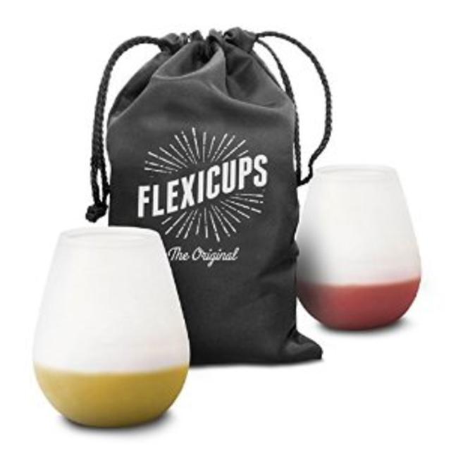 Flexicups Silicone Camping Wine Glasses 12 Oz Set of 2 Shatterproof and Lightweight with Handy Carry Bag Perfect Cups for Picnics and Outdoor Parties