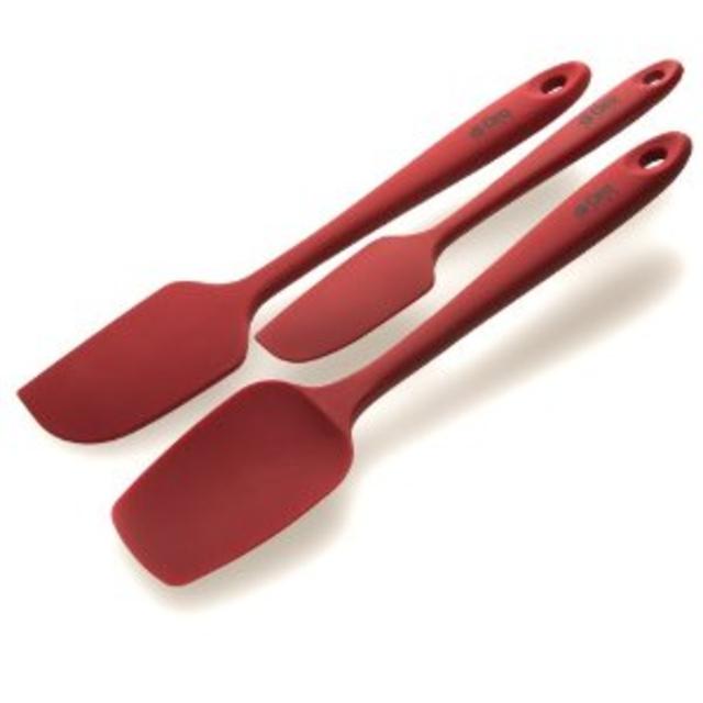 di Oro Living Silicone Spatula Set - 3-piece 600ºF Heat-Resistant Baking Spoon & Spatulas - Ergonomic Easy-to-Clean Seamless One-Piece Design - Pro Grade Non-stick Rubber with Stainless Steel S-Core Technology - Lifetime Guarantee! (Red)