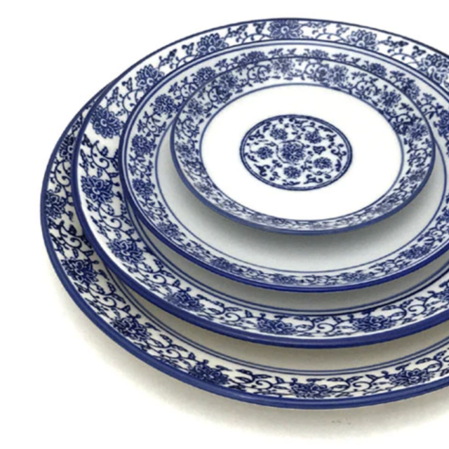 Blue Lotus & Vine Pattern - Round Plate (6")