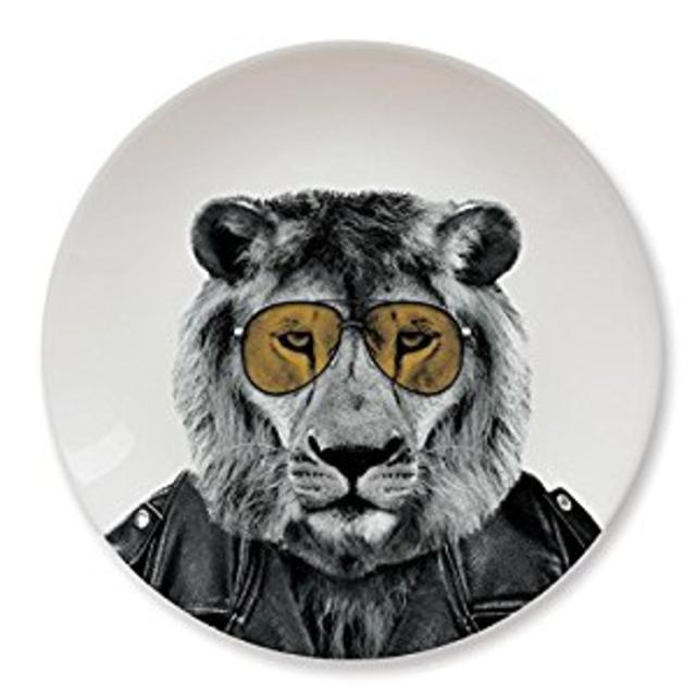 Mustard Ceramic Dinner Plate - Wild Dining Lion