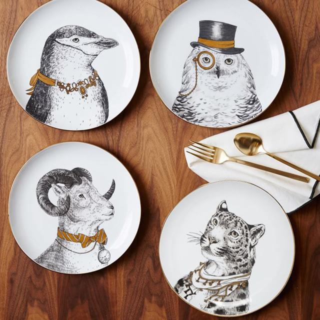 XDOBO Fine Bone China Appetizer Salad/ Dessert Plates (Set of 4), 8", Multi-patterns (4)