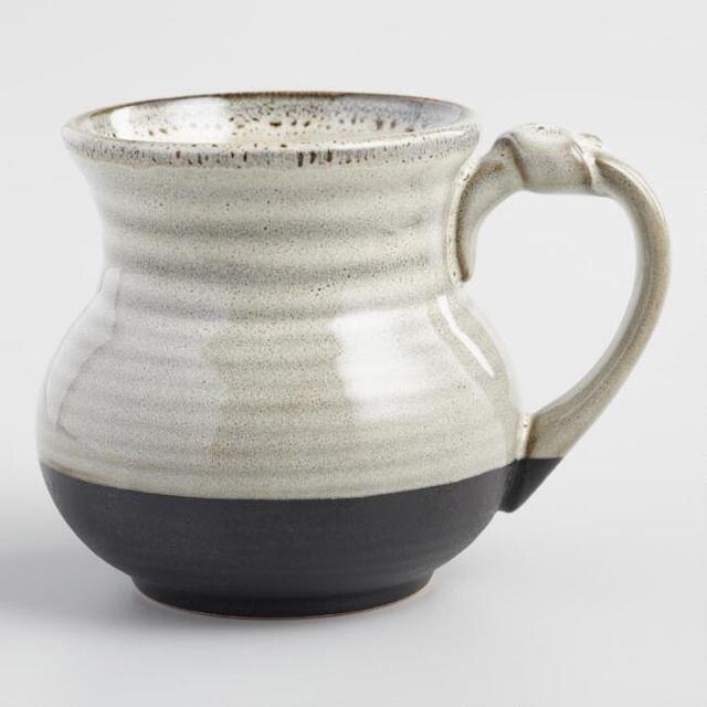 Color Block Knotted Handle Belly Mugs Set Of 4