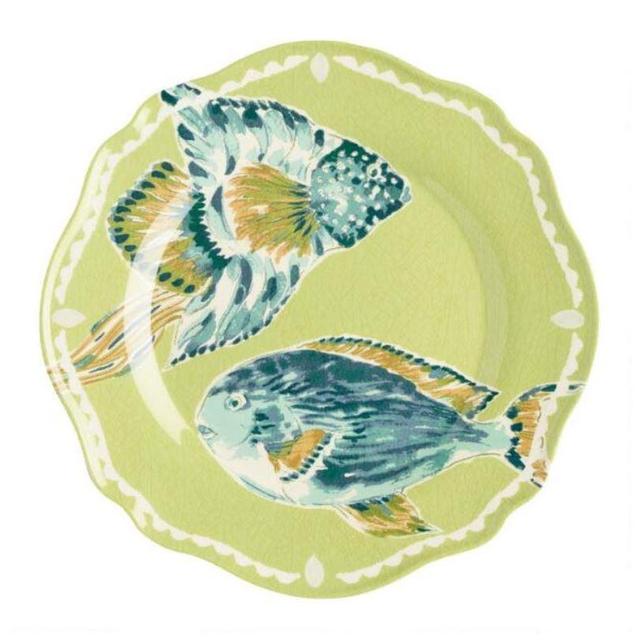 Aqua Fish Algarve Melamine Salad Plates Set of 6