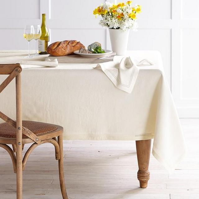 Linen Double Hemstitch Tablecloth (cream)