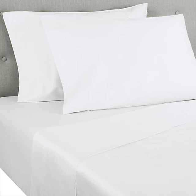 Nestwell™ Cotton Percale 400-Thread-Count Queen Flat Sheet in Bright White