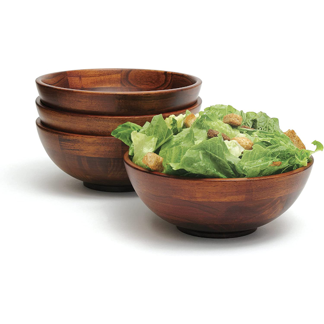 Lipper International Cherry Finished Footed Serving Bowls for Fruits or Salads, Set of 4 Bowls