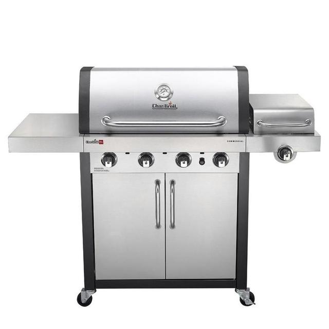 Char-Broil Commercial TRU-Infrared Stainless/Black 4-Burner Liquid Propane Gas Grill with 1 Side Burner