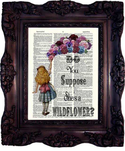 Alice in Wonderland Decoration. Alice in wonderland Quote Art Print. Dictionary art print. Print on book page. Wonderland Art. Code:526