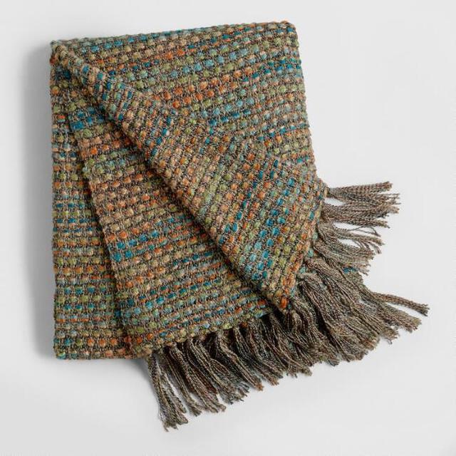 Green Dots Woven Throw