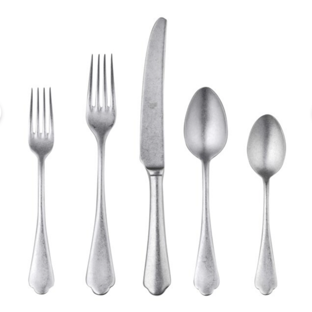Dolce Vita Pewter 5 Piece 18/10 Stainless Steel Flatware Set