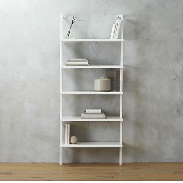 stairway white 72.5" wall mounted bookcase