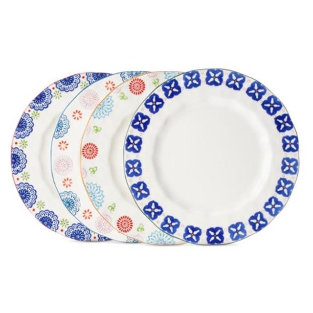 Boho Boutique™ Floral Ceramic Dinner Plate Set of 4