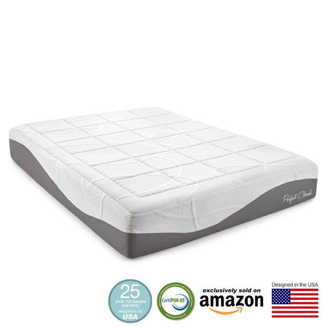 Perfect Cloud Elegance Gel-Pro 12 Inch Memory Foam Mattress - Amazon Exclusive Model Featuring Luxurious Fabrics & Double Layer of Visco Gel Cool Design - 25 Year Warranty (Full)