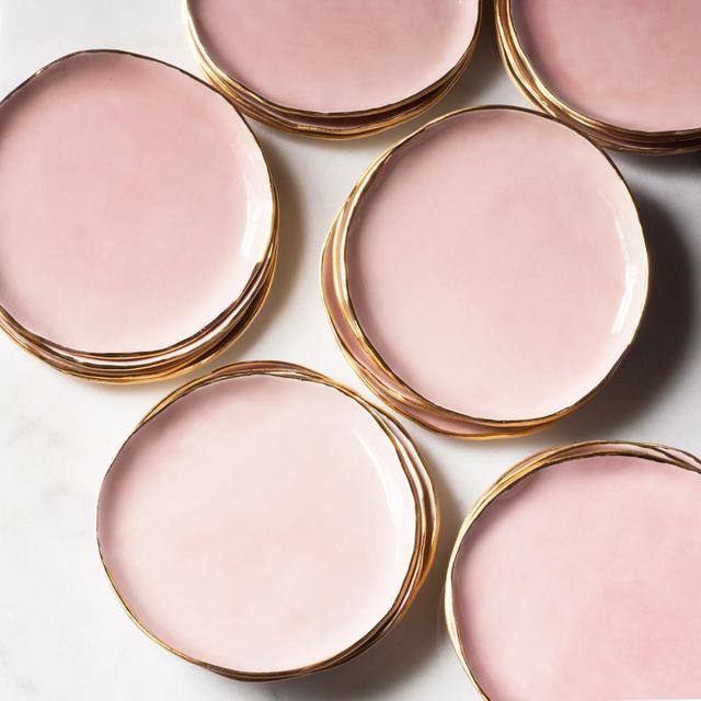 Dessert Plates in Rose and Gold (set of two)