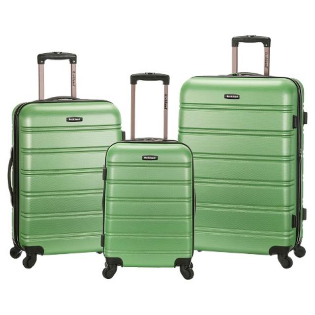 Rockland Luggage Melbourne 3 Piece ABS Luggage Set - Green product details page