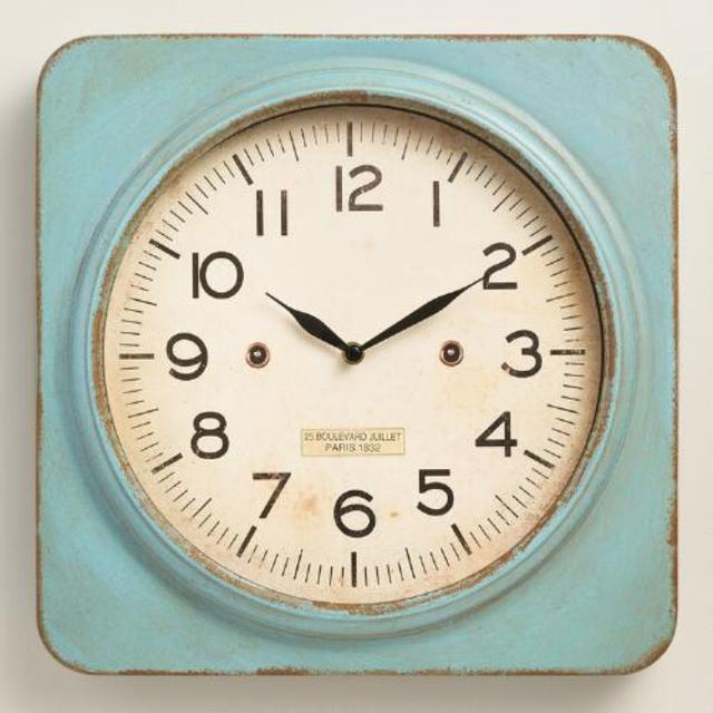 Aqua Metal Square Wall Clock